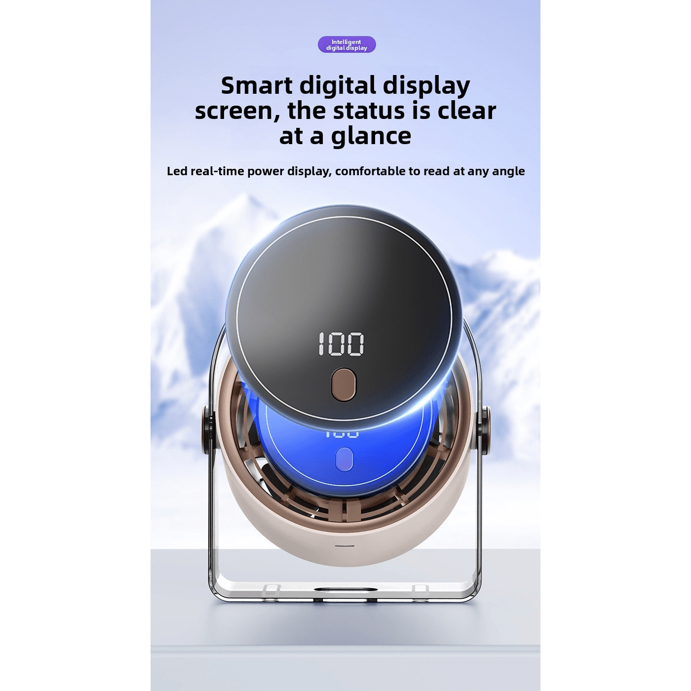 Summer New Circulating Fan, Multi-speed Adjustment, Wall & Desktop Dual Use, USB Rechargeable Mini Fan With Digital Display, High Power Cooling Fan For Home & Office 8
