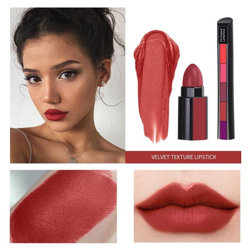 10-Color Matte Velvet Lipstick Set, 5-in-1 Long Lasting Non-Drying Lipstick Kit, Portable Multi-Color Lip Stick For Daily & Party Makeup 8