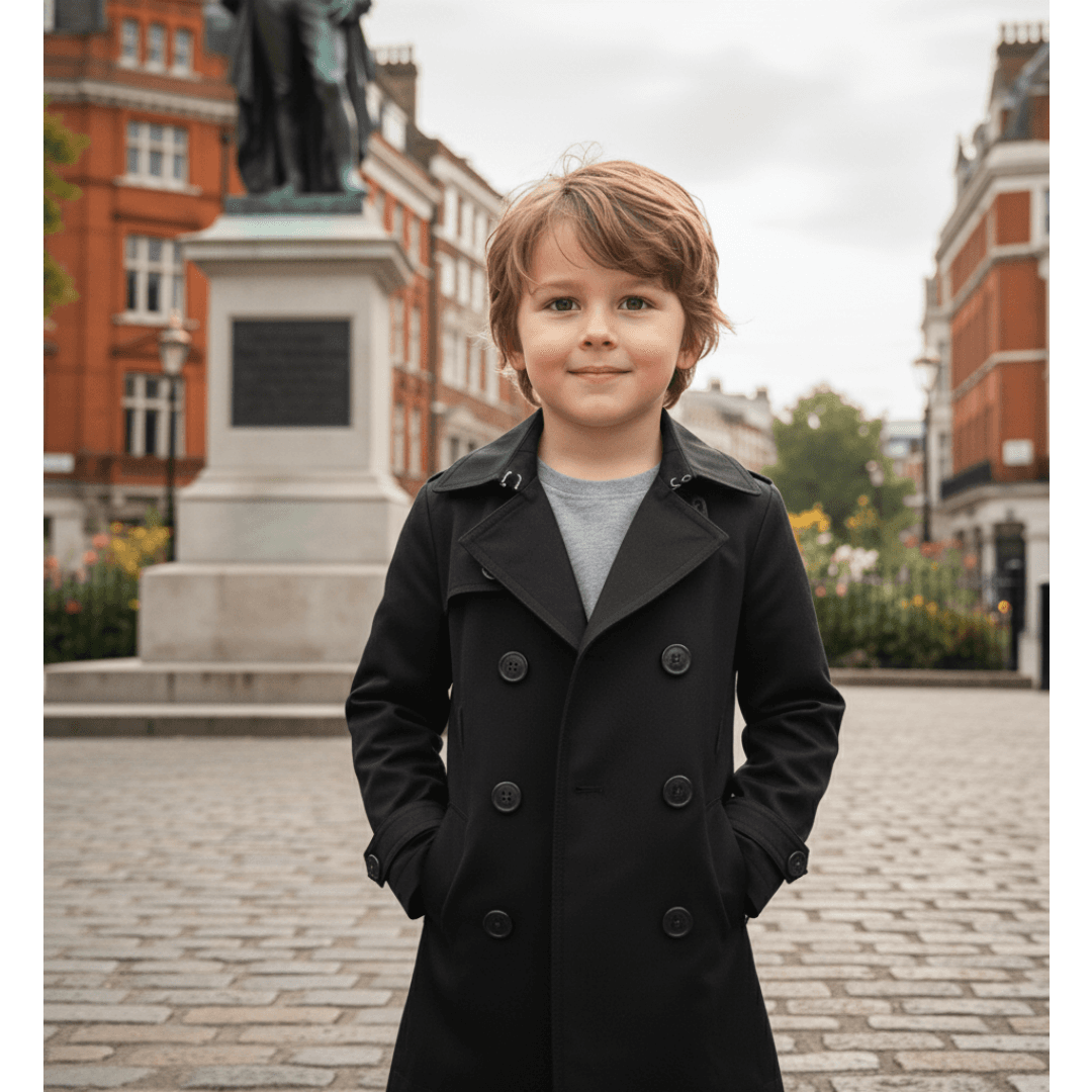 Kids Double Breasted Trench Coat Cotton Autumn Jacket For Boys-Girls -4 To 9 YRS 3