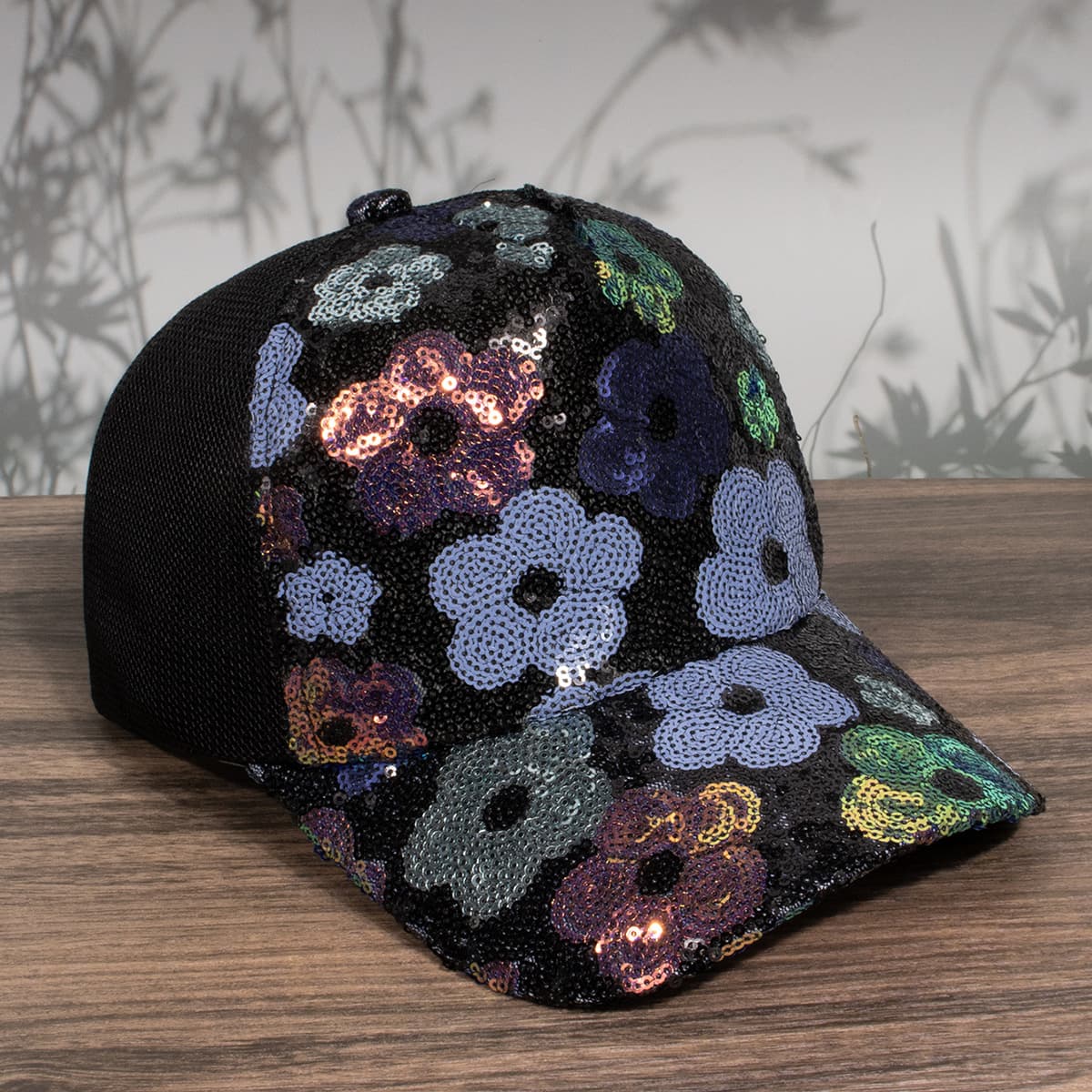 Women's Retro Floral Sequin Patchwork Breathable Mesh Baseball Cap, Trendy And Fashionable, Suitable For Summer Outings And Vacation Wear. 4
