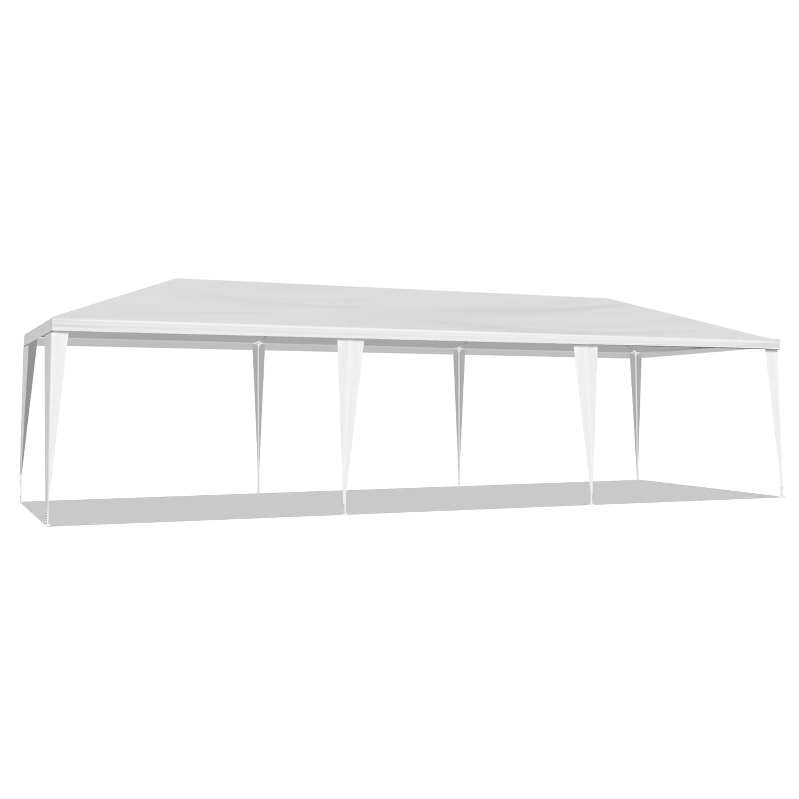 10x30ft White Party Tent With 5 Sidewalls, Outdoor Canopy Gazebo, Iron Frame & PE Cover, Waterproof Sun Shelter For Wedding BBQ Events 4