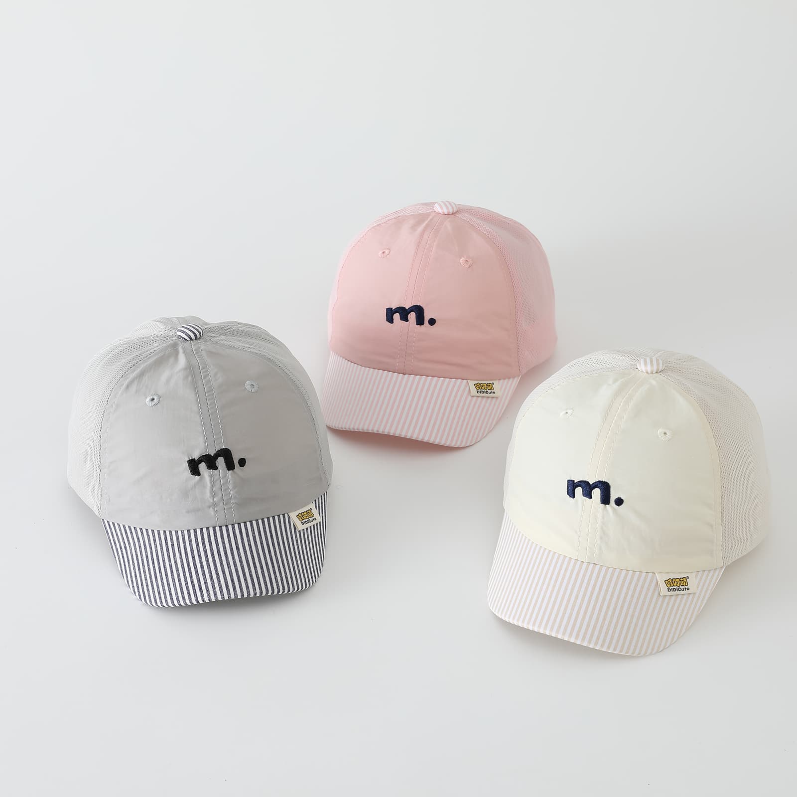 Summer Boys And Girls' Mesh Baseball Cap With Simple Letter Embroidery And Striped Brim, Perfect For Outdoor Outings And Versatile For Various Occasions. 5
