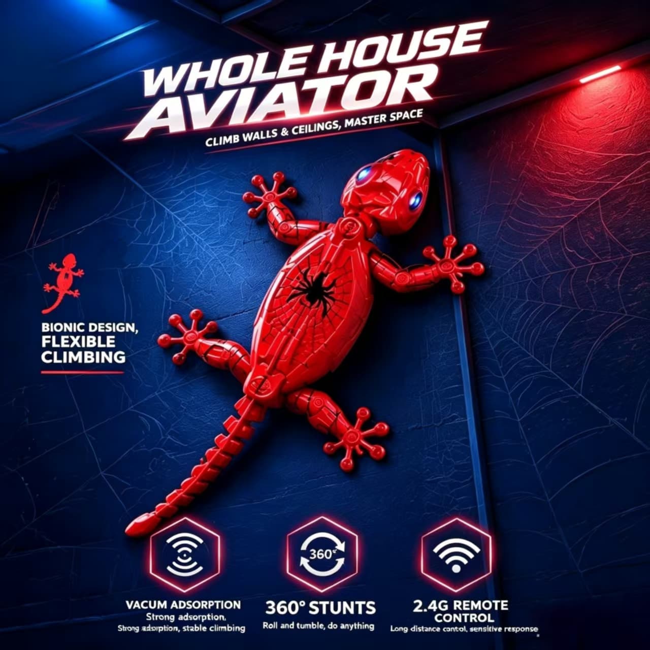 2026 New Remote Control Wall Climbing Toy, Spider Style Gecko, Electric Realistic Lizard, Bio Mimic Chameleon, Dual Mode, LED Eyes, Kids Gift 5