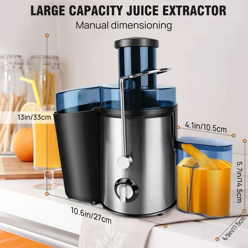 Juicer Machine, Feed Chute For Fruits, Vegetables & Citrus, 2-Speed Centrifugal Juice Extractor, 500ML Capacity 6