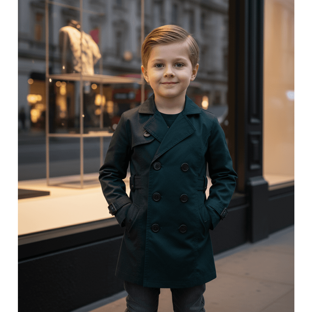 Kids Double Breasted Trench Coat Cotton Autumn Jacket For Boys-Girls -4 To 9 YRS 2