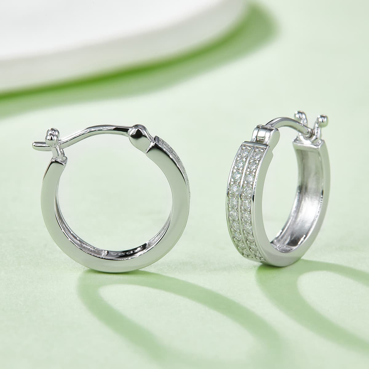 3.3g S925 Sterling Silver Double Row Moissanite Hoop Earrings 16mm Platinum Plated Hinged Hoops With GRA Certificate, Jewelry Gift Box Set For Women 2