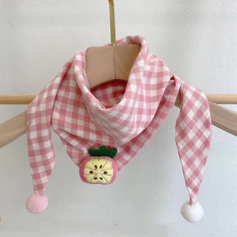 Korean-style Cotton-linen Plaid Childrens Scarf Versatile And Easy To Match 14
