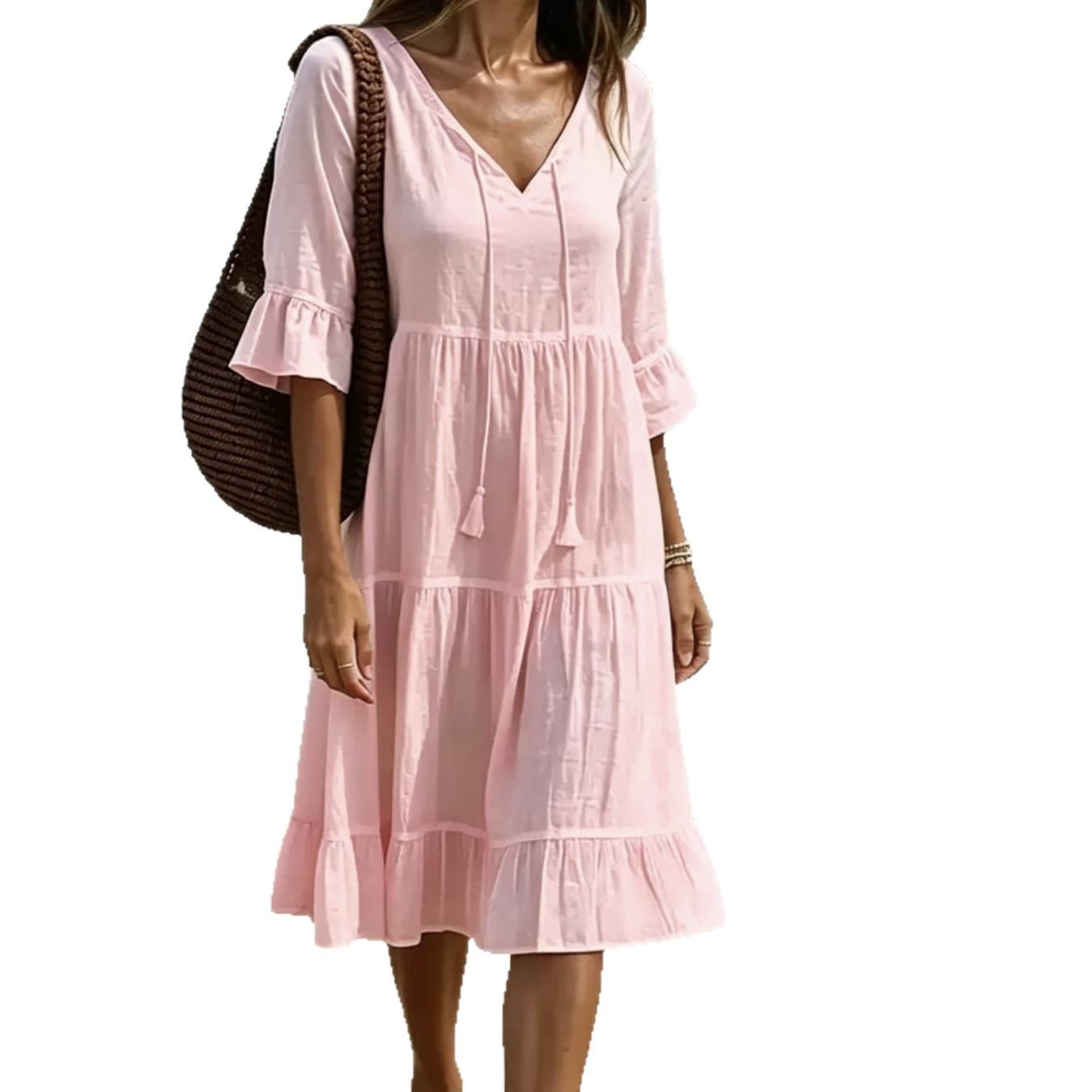 Ruffled Loose-fit Beach Midi Dress 5