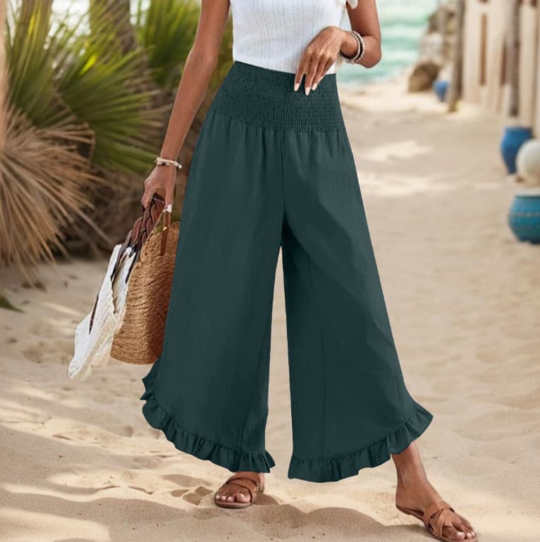 Pleated Asymmetrical Hem Cotton-linen Loose-fit Casual Pants 8