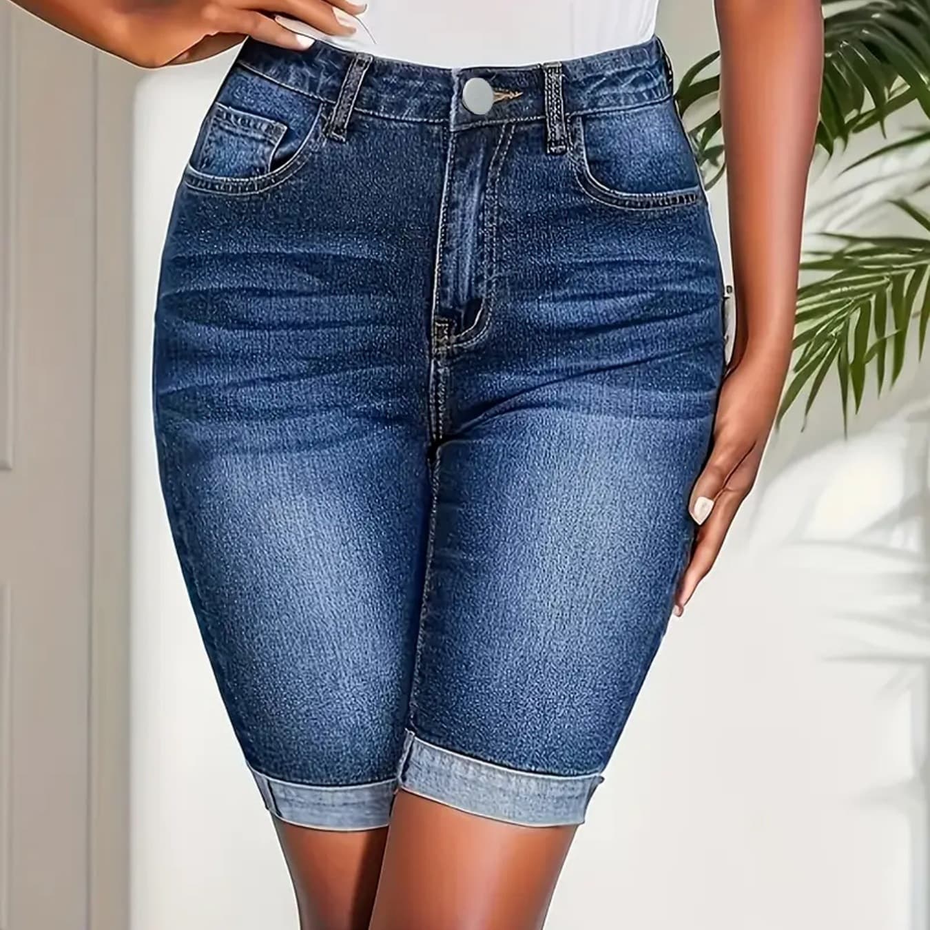 Summer Straight-leg Cropped Capris With Rolled Hems Versatile Shorts For Chic Girls 2