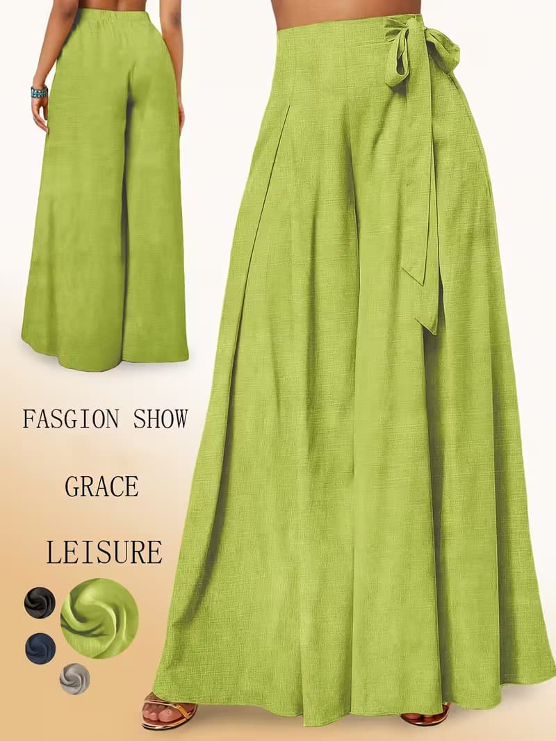Lace-up Wide-leg Culottes With Pleats European Size Versatile And Easy To Match 2