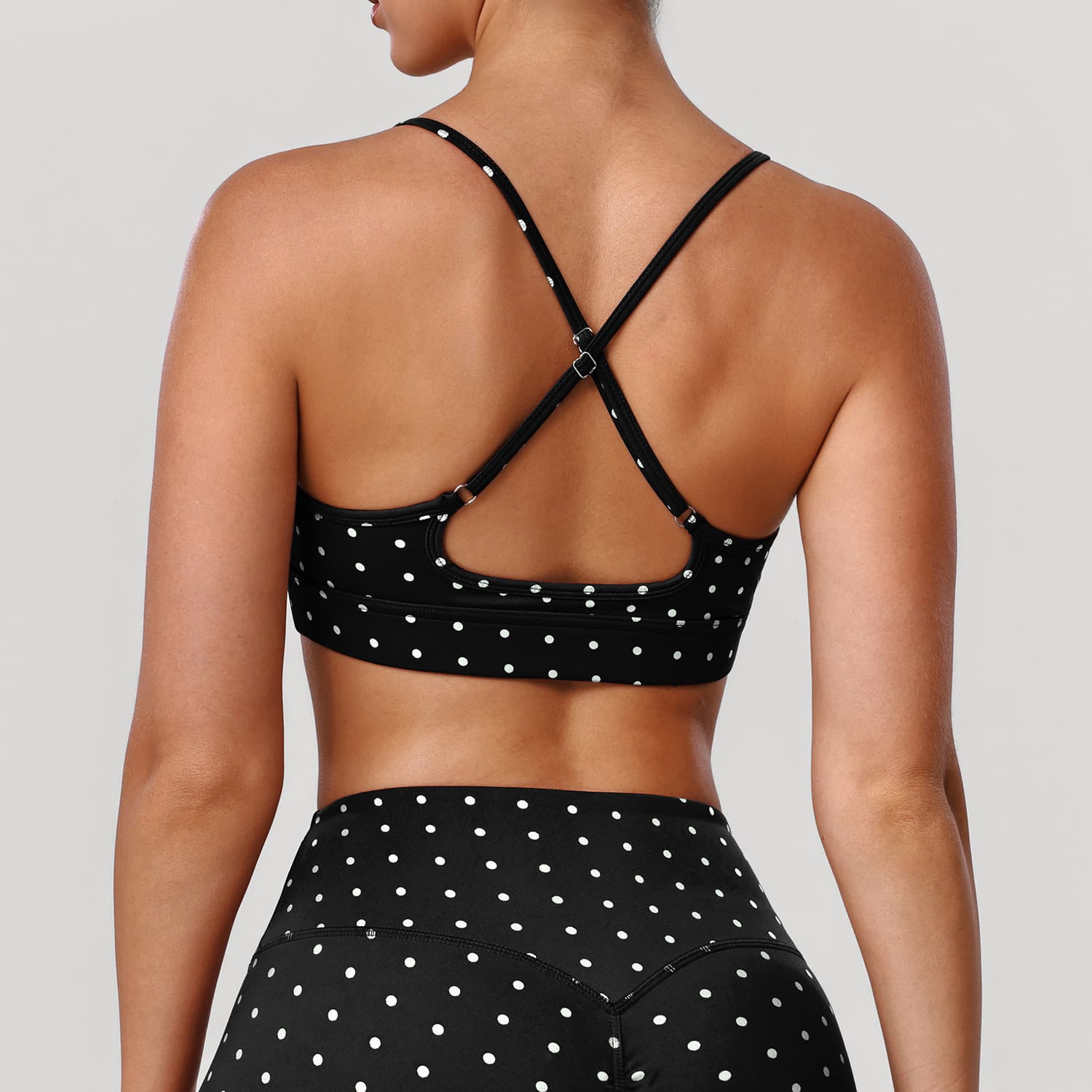 Push-up Shockproof Hot-stamped Silver Polka-dot Yoga Bra 4