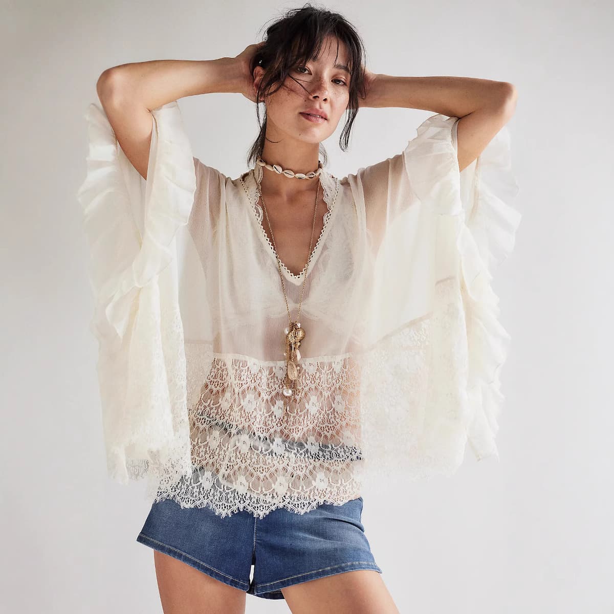 Spring Summer Womens Blouse With Batwing Sleeves For The Beach 6