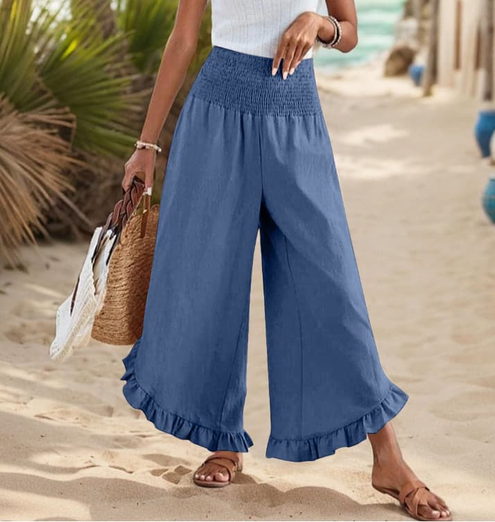 Pleated Asymmetrical Hem Cotton-linen Loose-fit Casual Pants 9