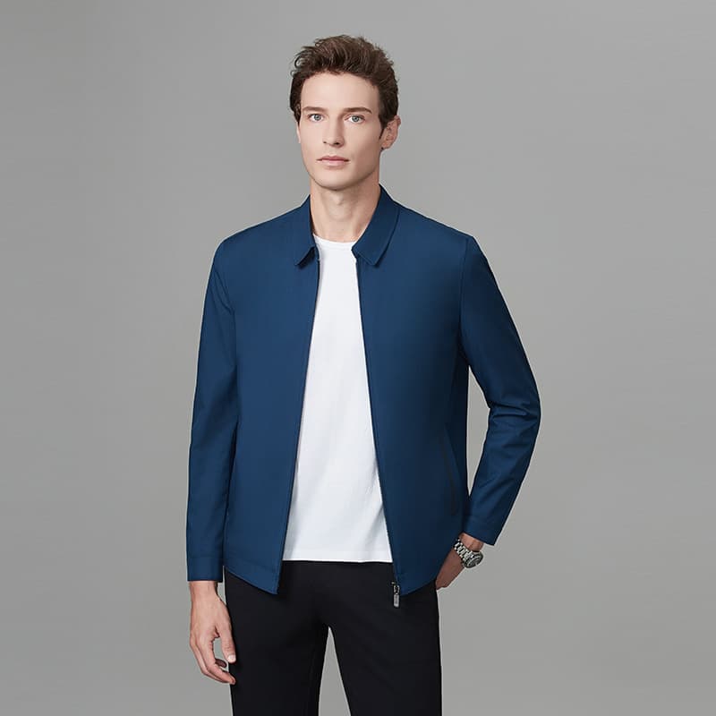 Mens Executive Jacket Notched Lapel Relaxed Fit Thin Style For Middle-aged Men 4