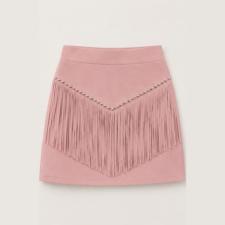 Retro Tassel-studded Faux Suede A-line Mini Skirt 5