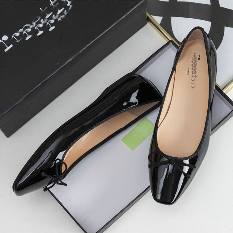 French-style Vintage Square-toe Patent Leather Low-cut Pumps 3