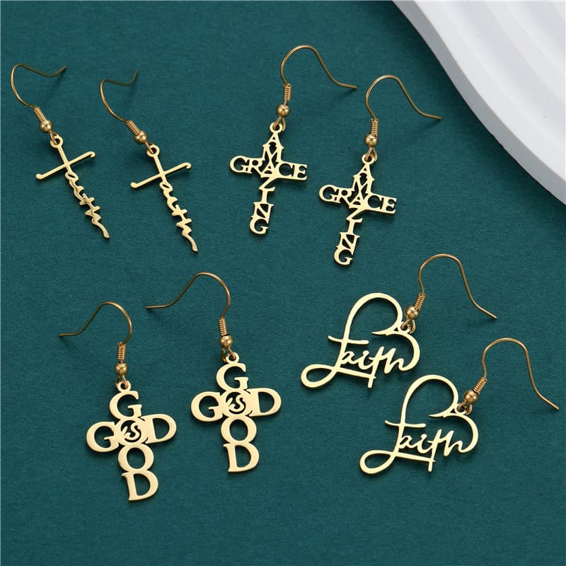 Golden Stainless Steel Heart Earrings 5