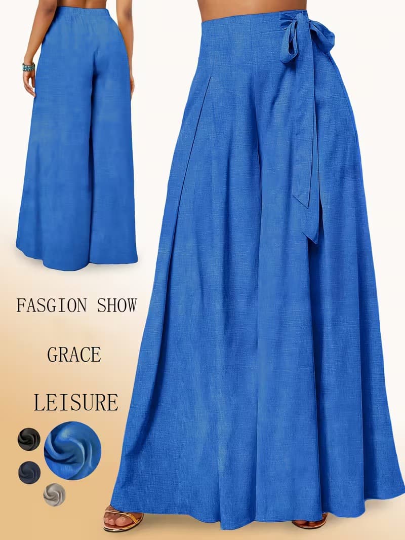 Lace-up Wide-leg Culottes With Pleats European Size Versatile And Easy To Match 8