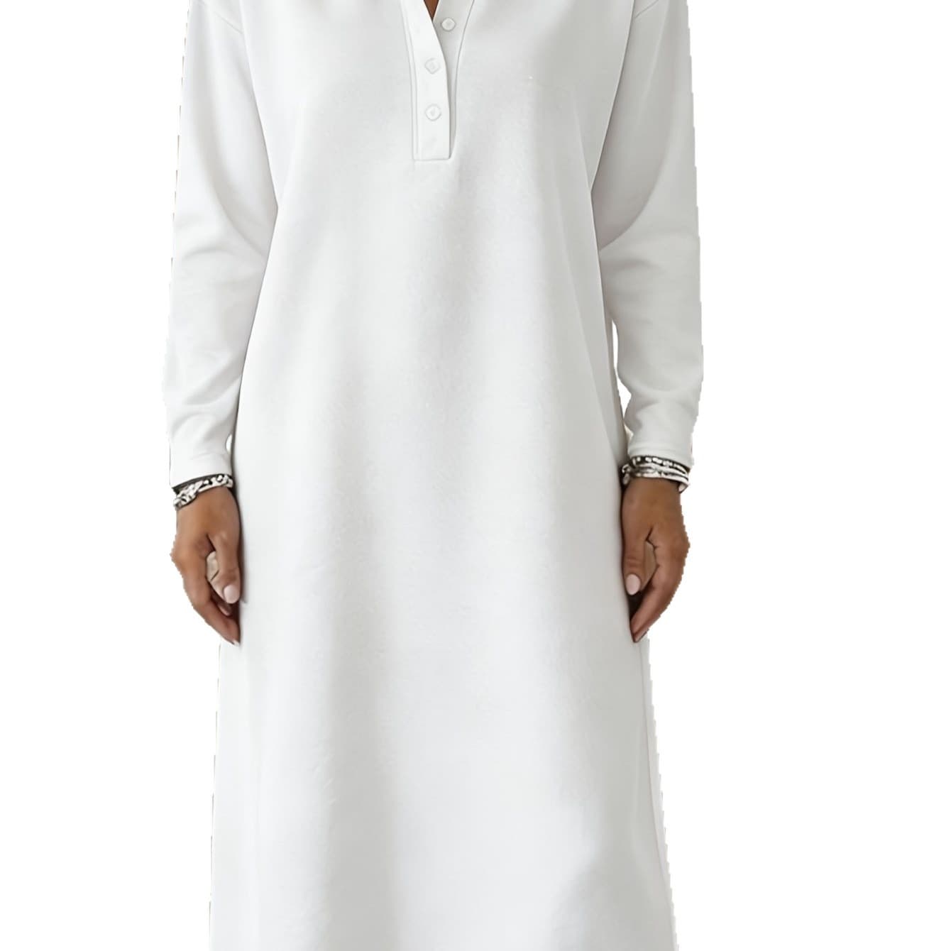 Knitted Sweater Dress With A Shirt Collar And Long Sleeves Simple And Elegant 4