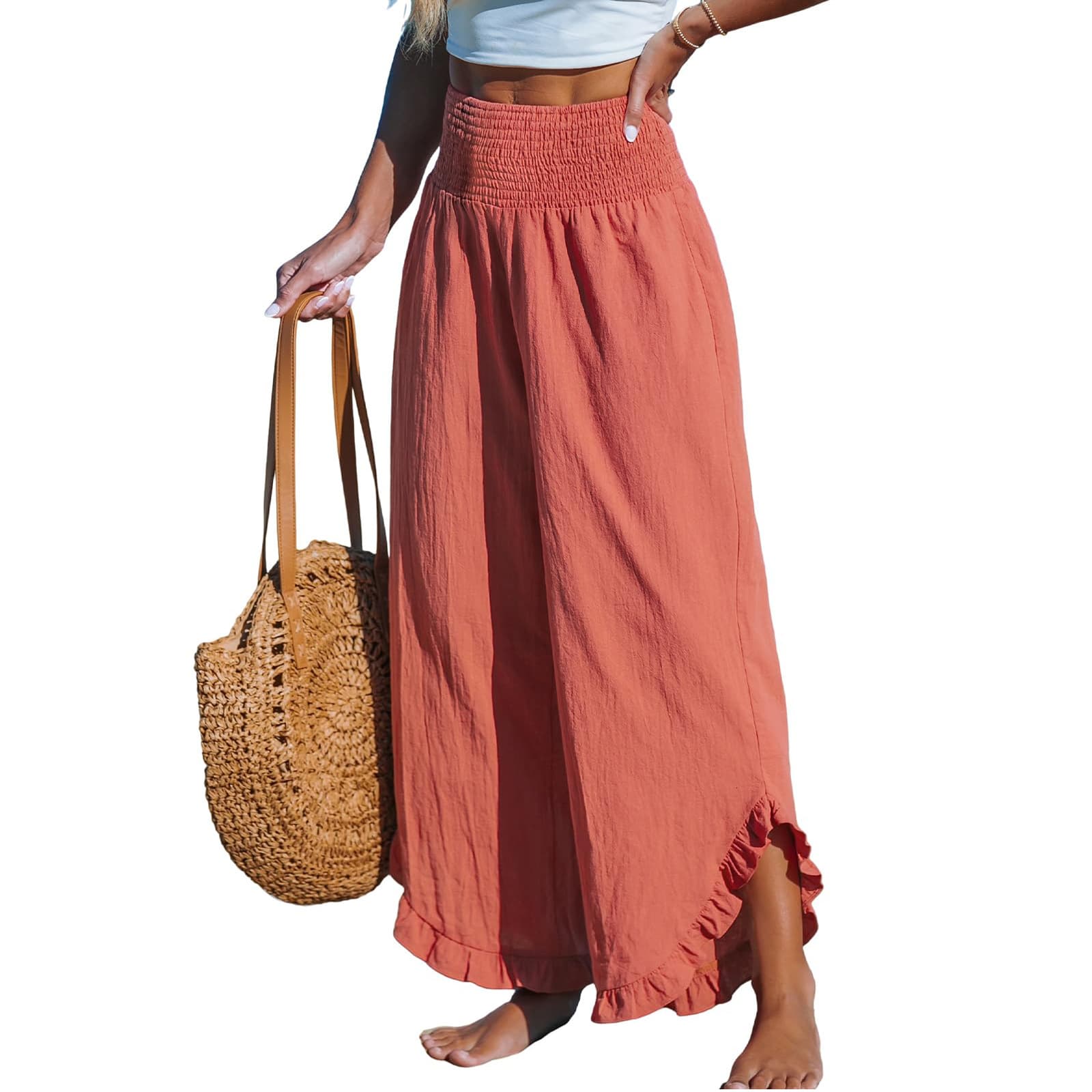 Pleated Asymmetrical Hem Cotton-linen Loose-fit Casual Pants 13