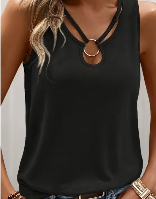 Sleeveless Solid-Color T-Shirt Womens Sexy Ring-Back Tank Top 8