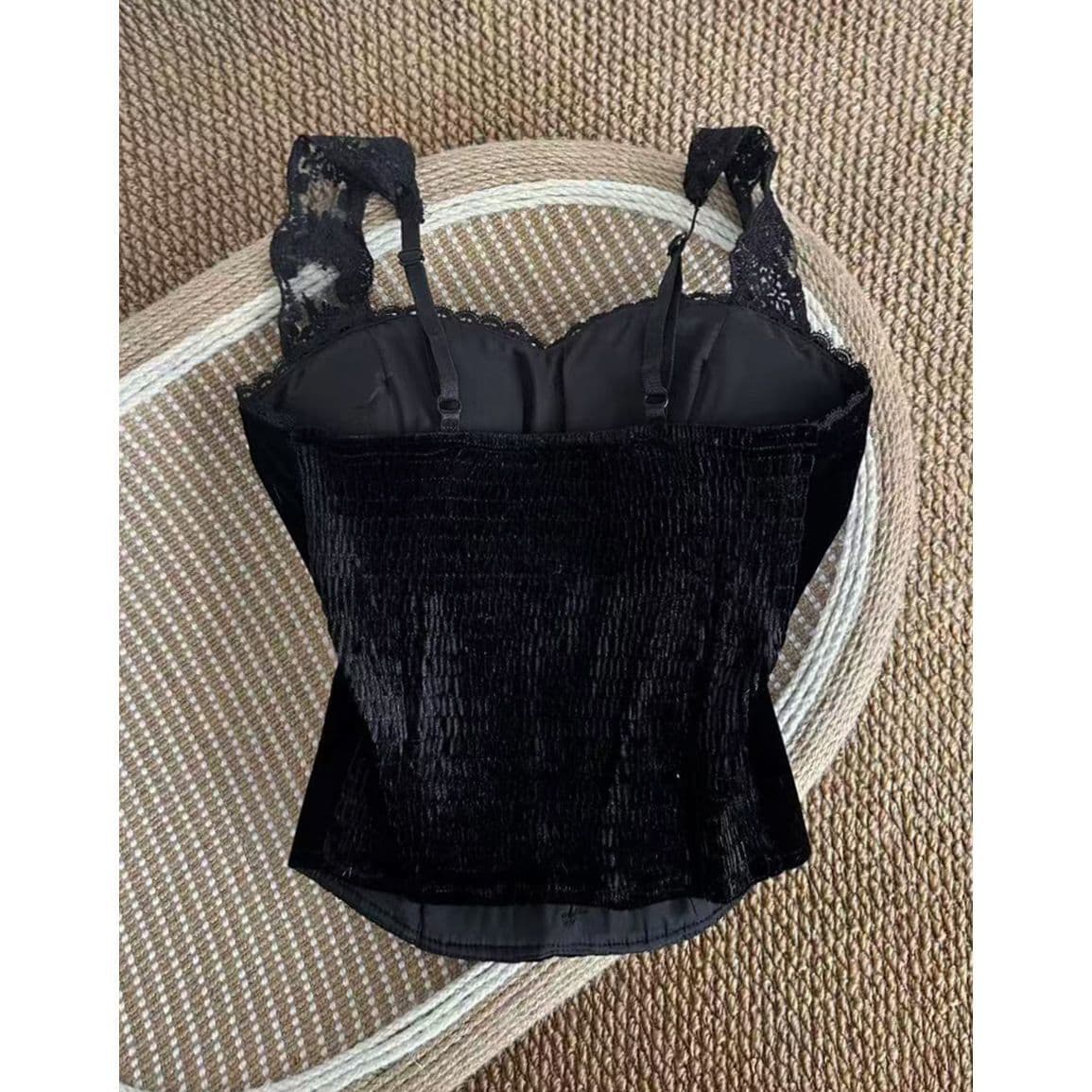 Womens Lace-Panel Velvet Camisole 4