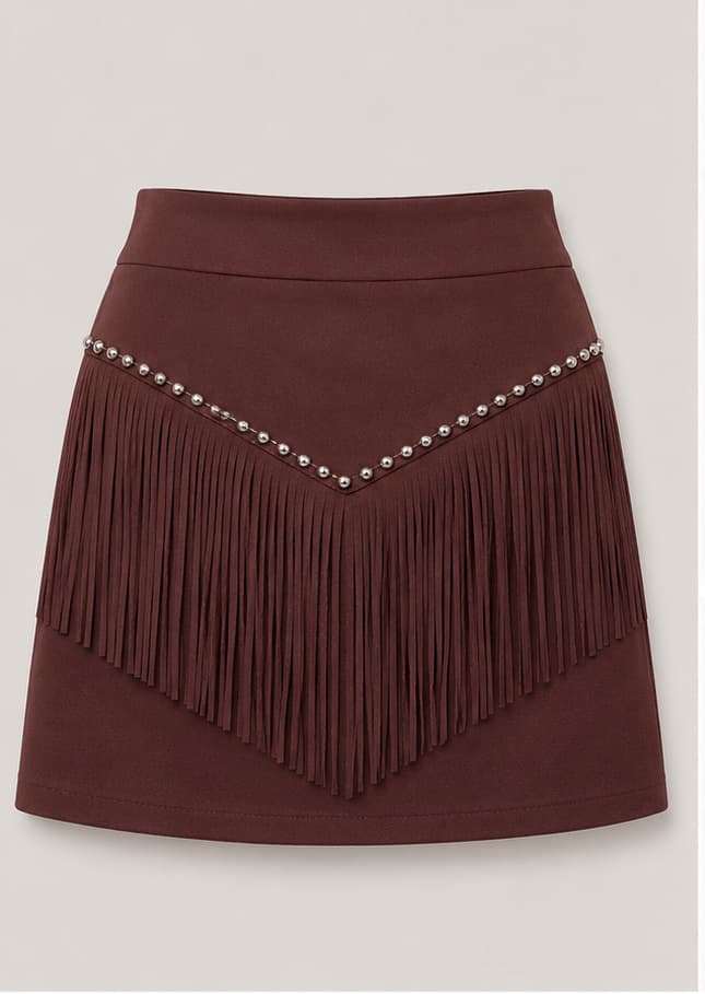 Retro Tassel-studded Faux Suede A-line Mini Skirt 8