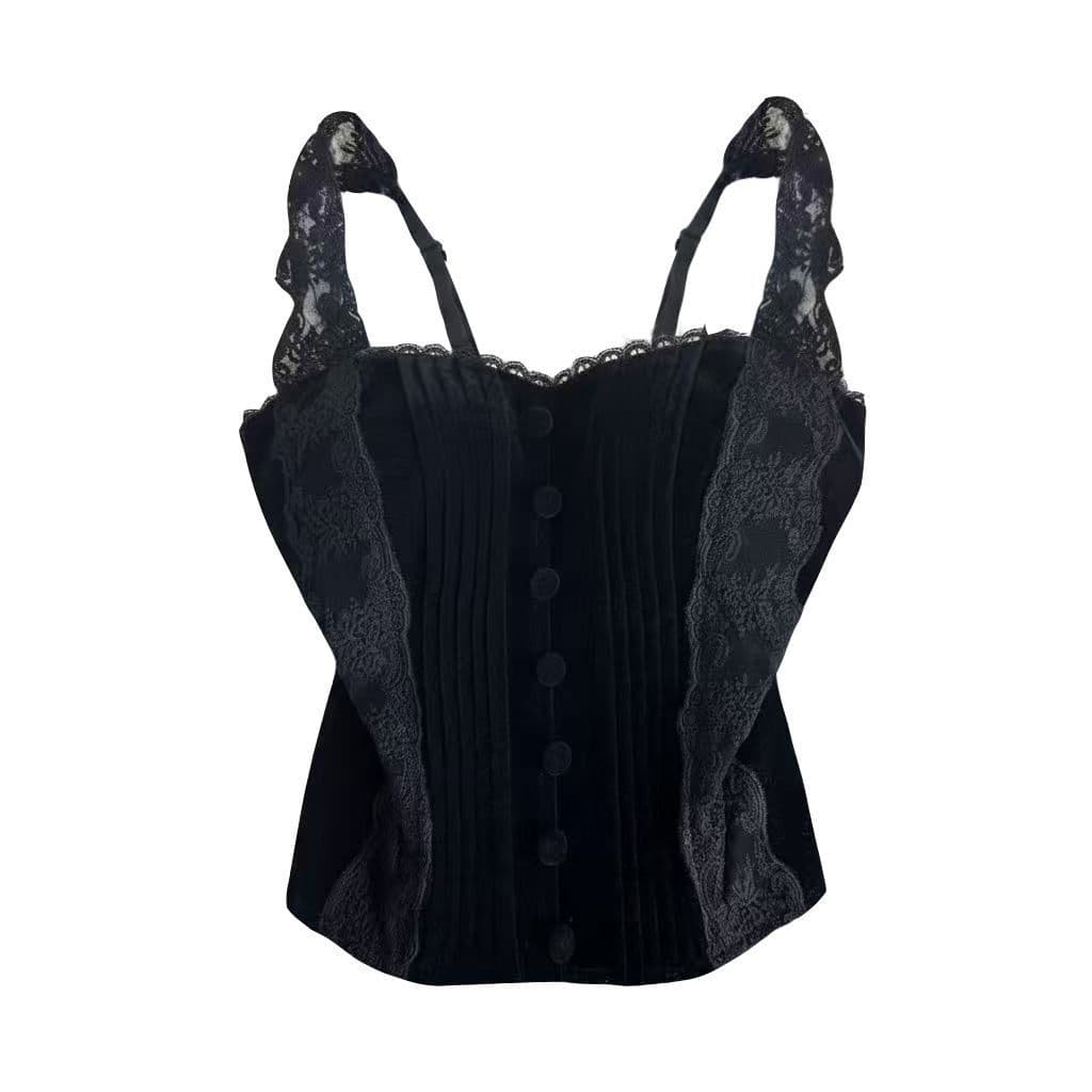 Womens Lace-Panel Velvet Camisole 5