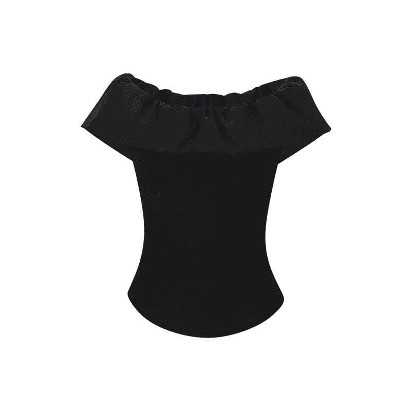 Stunning Pink Off-shoulder Top With A Boat Neckline And Ruffled Short Sleeves 8