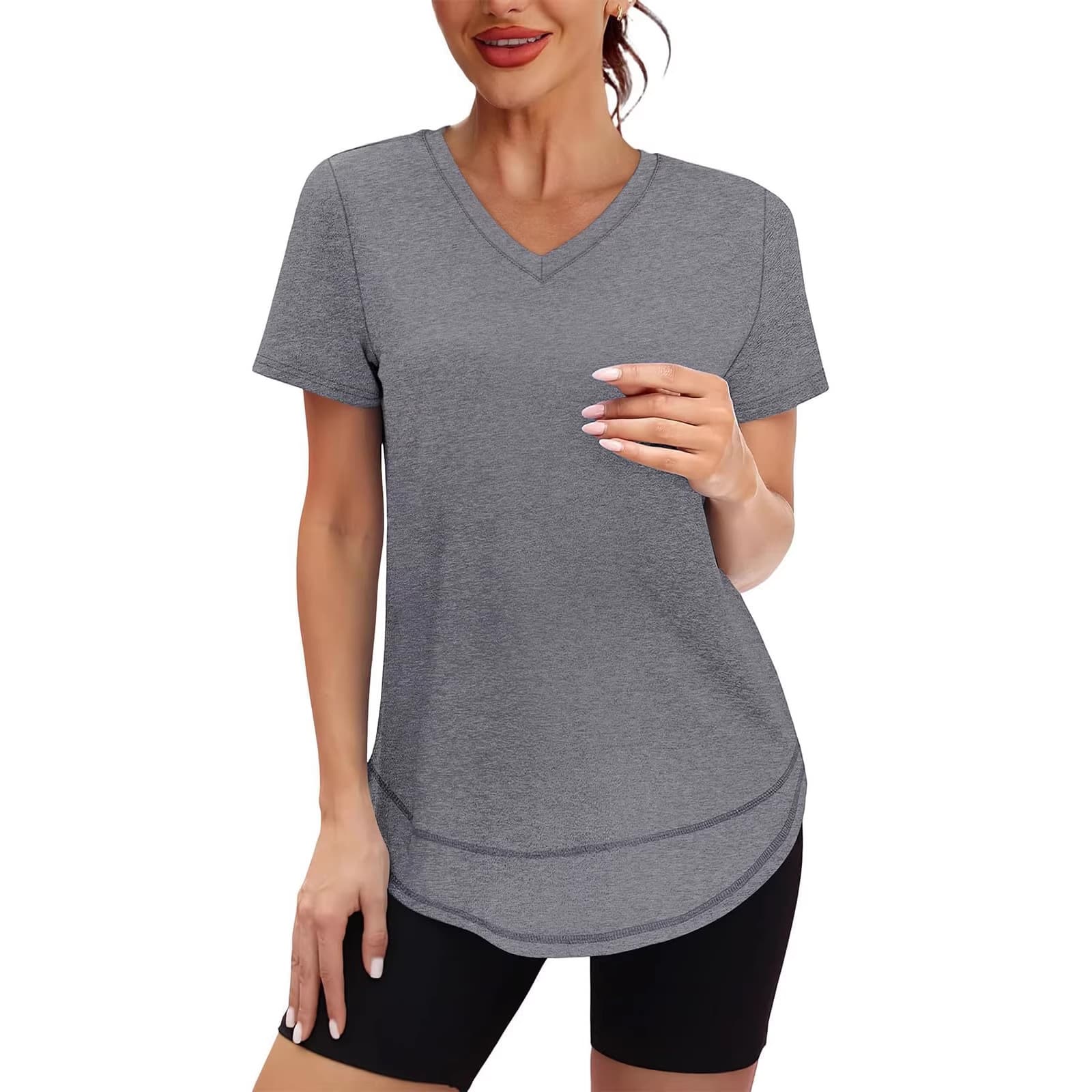 V-neck Sports Quick-dry Solid-color Short-sleeve T-shirt 3