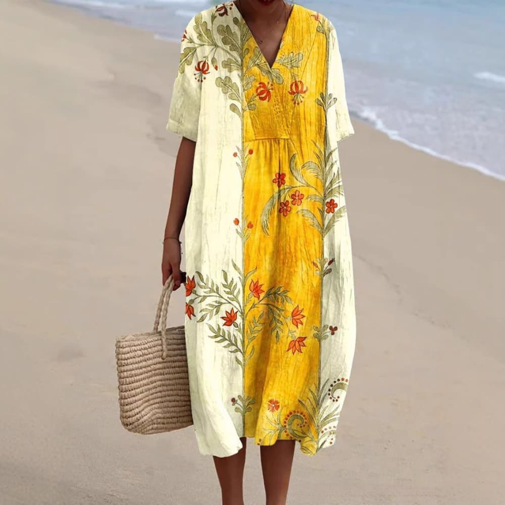 Womens Retro Dress With A Digital Floral Pattern 2