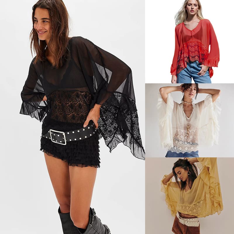 Spring Summer Womens Blouse With Batwing Sleeves For The Beach 3
