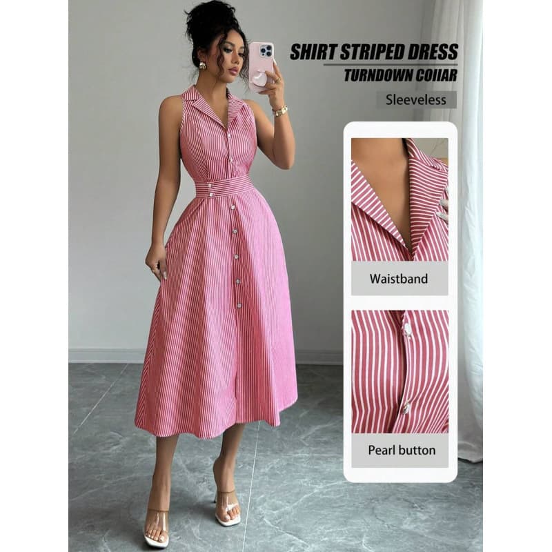 Elegant And Refined Casual Striped Dress For Women 5