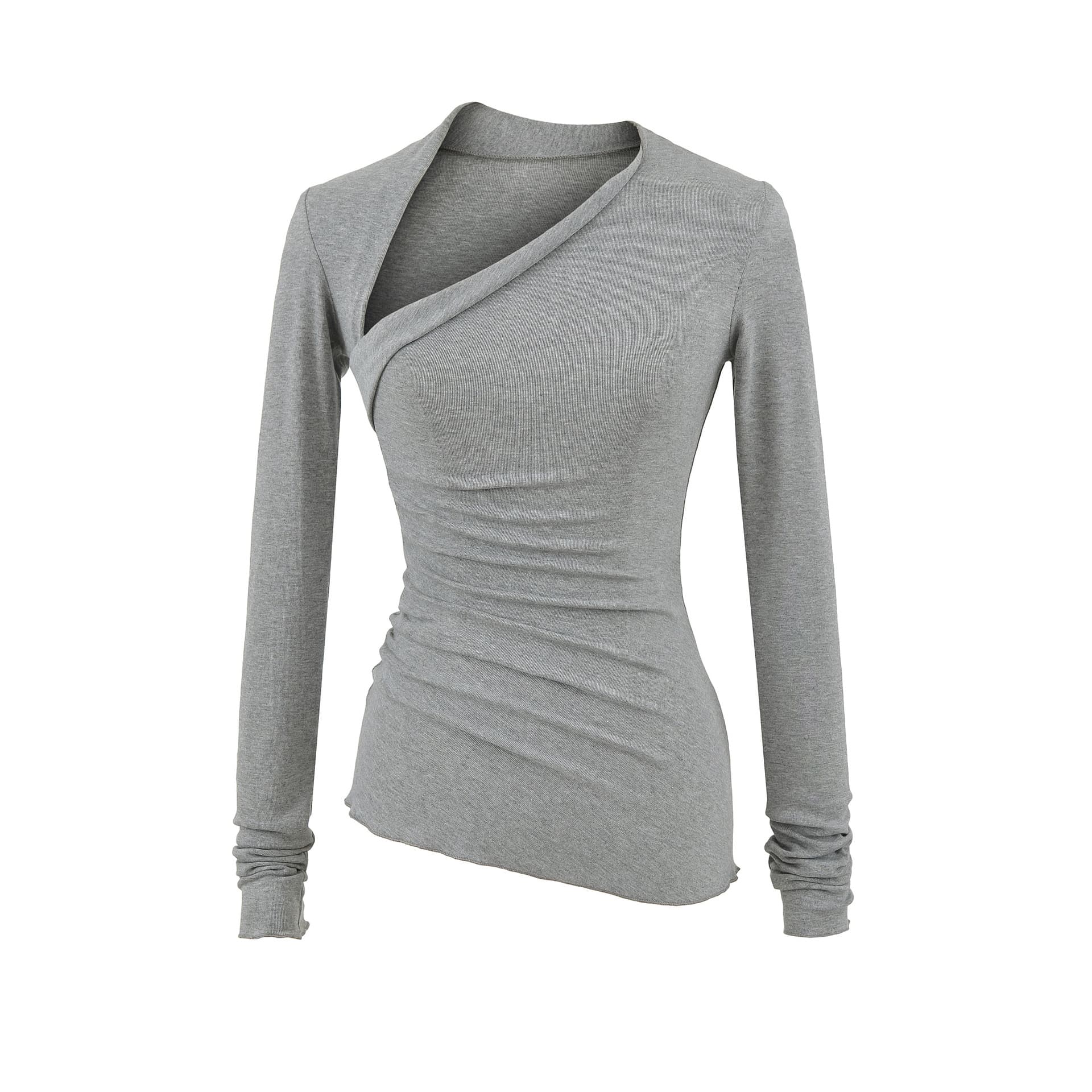 Womens Casual Solid-Color Long-Sleeve T-Shirt 2