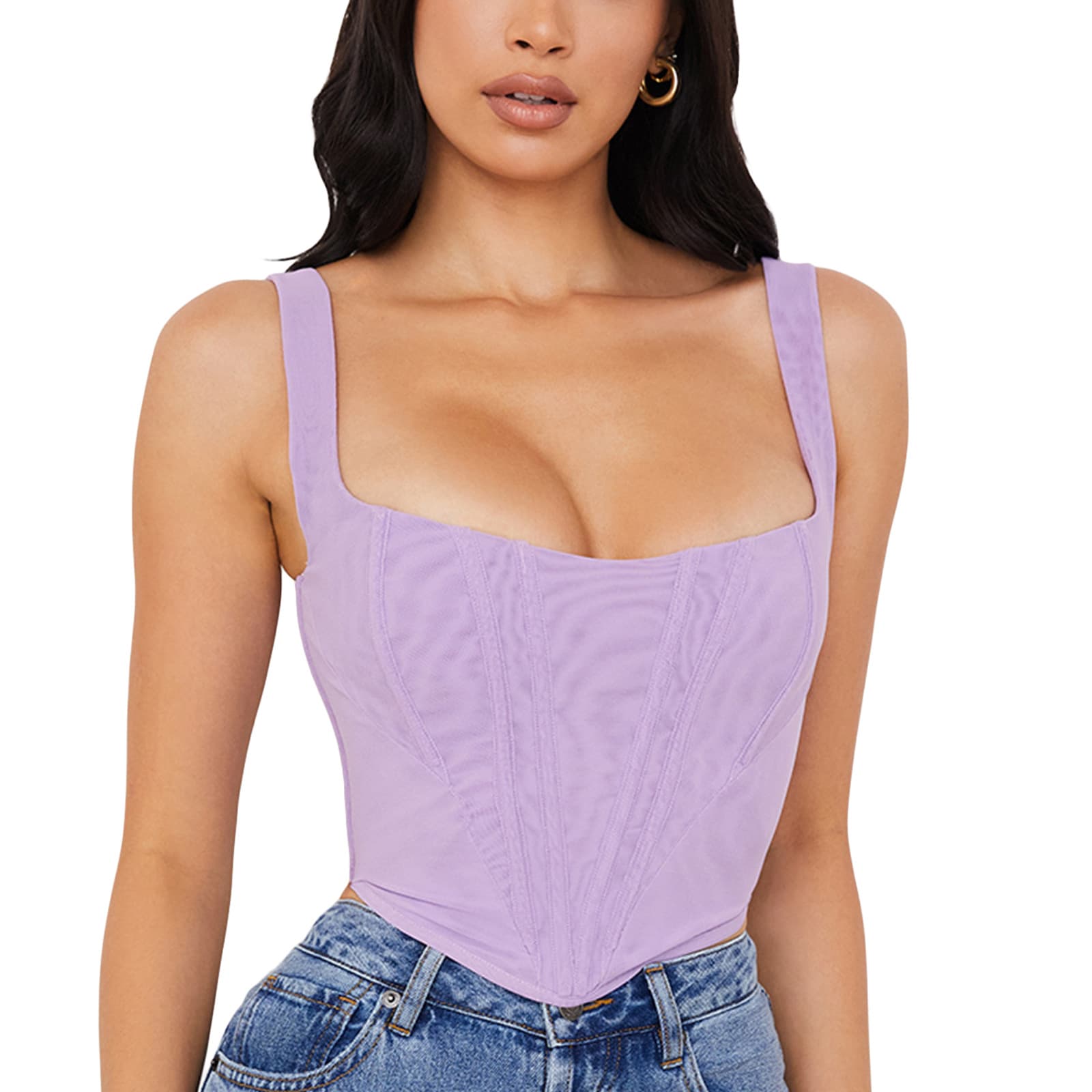 Fishbone Square-neck Cropped Camisole For Women 2
