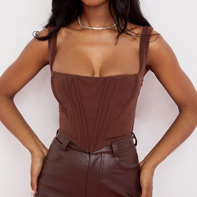Fishbone Square-neck Cropped Camisole For Women 8