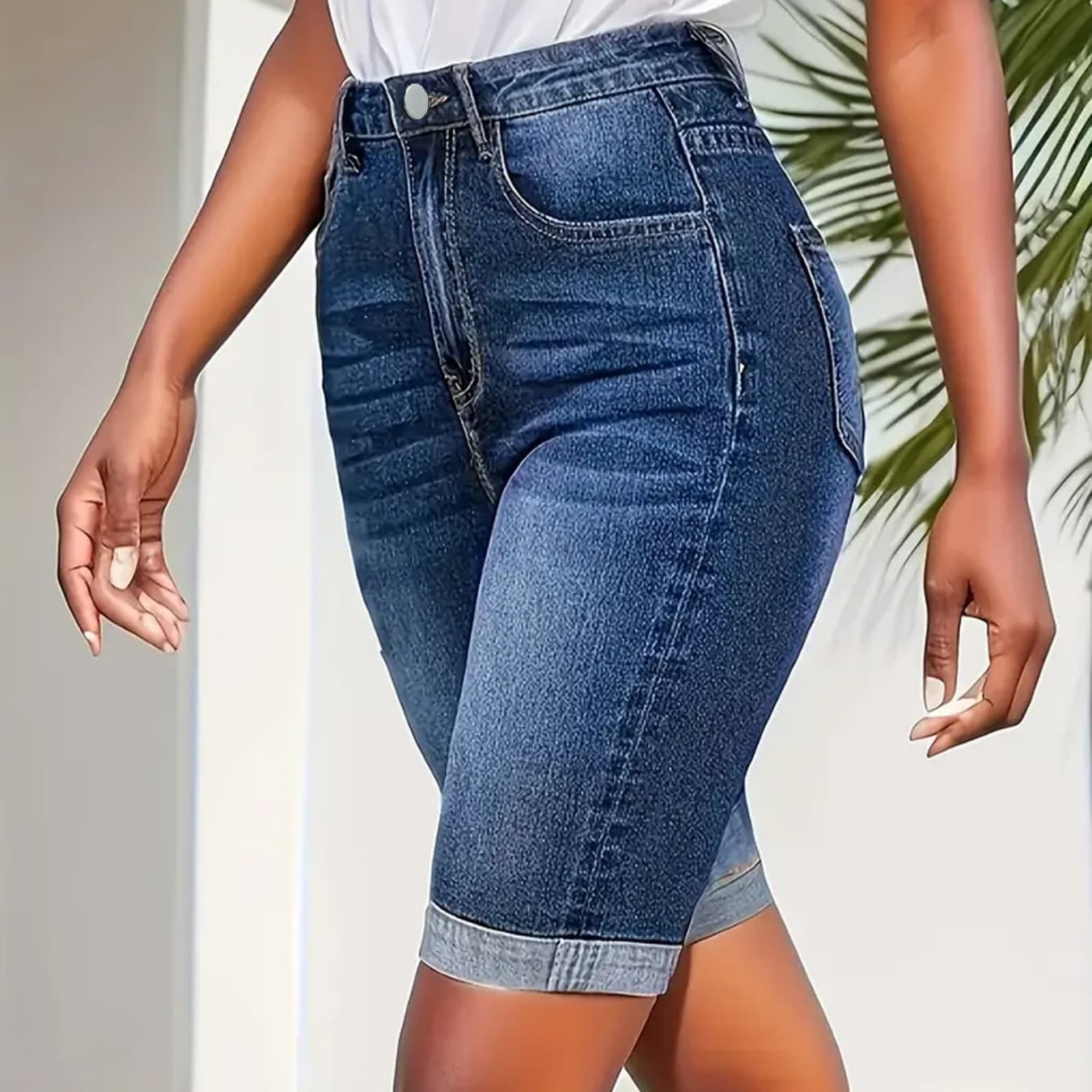 Summer Straight-leg Cropped Capris With Rolled Hems Versatile Shorts For Chic Girls 5