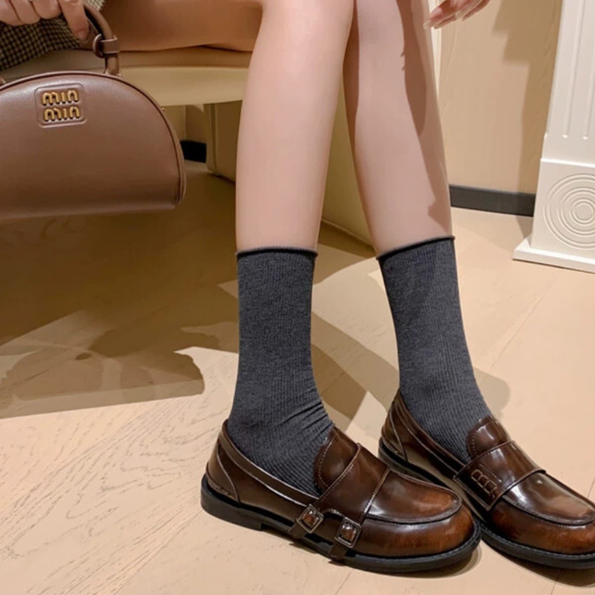Retro Distressed Brown Round-toe Leather Shoes 3