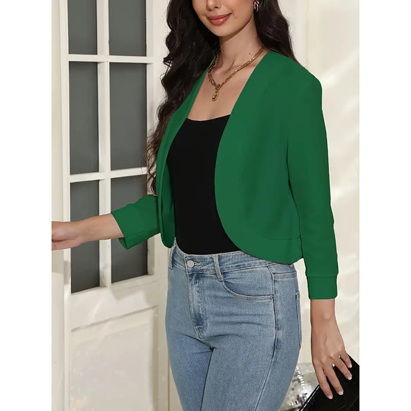 Solid-color Cardigan Casual Long-sleeved Versatile Cropped Jacket 5