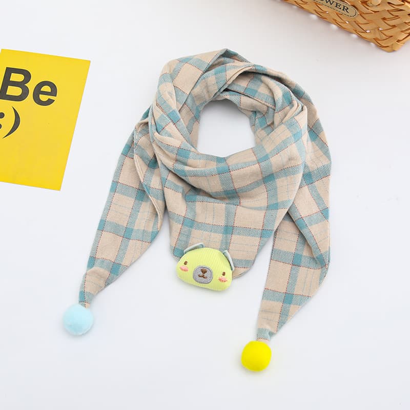 Korean-style Cotton-linen Plaid Childrens Scarf Versatile And Easy To Match 15