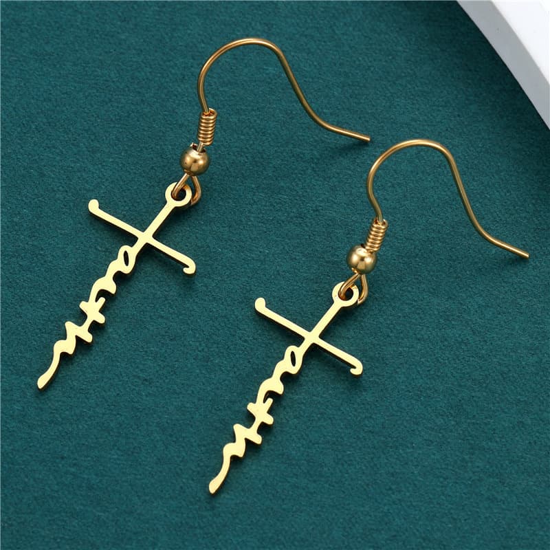 Golden Stainless Steel Heart Earrings 6