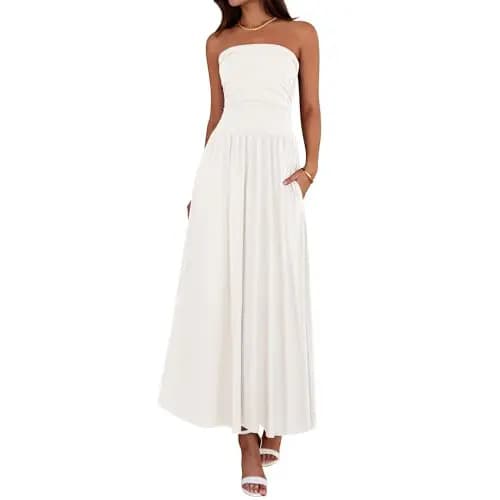Vintage-tinged Pleated Patchwork Strapless Evening Dress 2