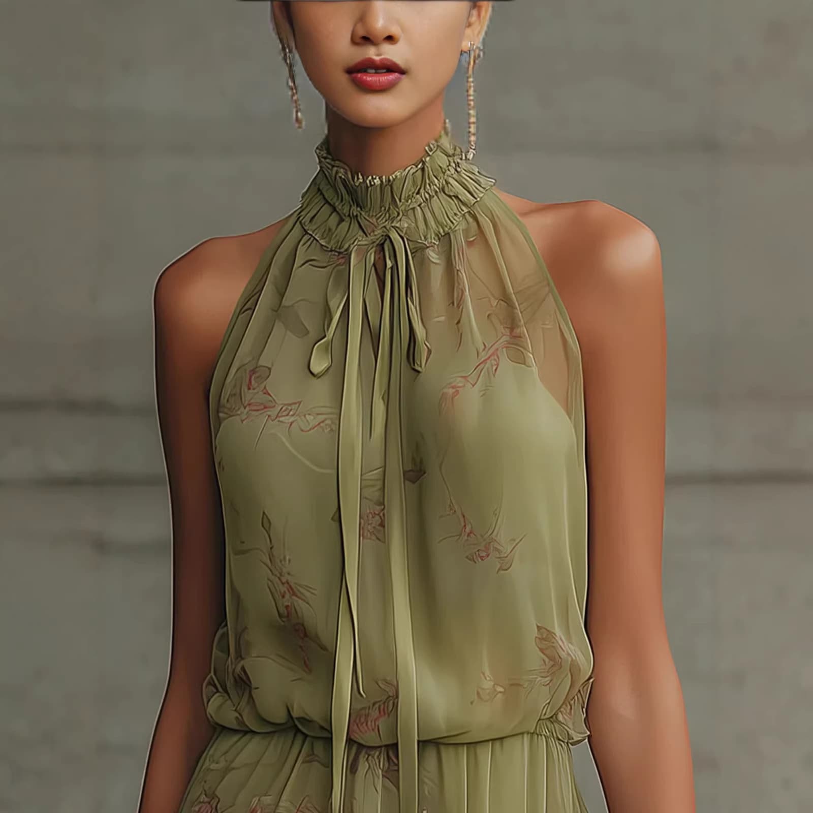 V-neck Waist Trimming Ruffles Elegant Dress 5