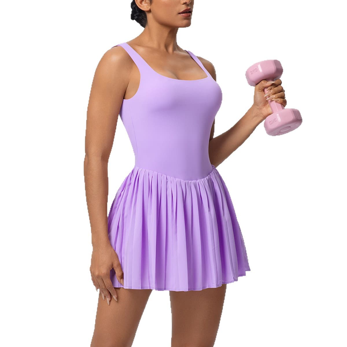 Fake Two-piece Tennis Skirt Base-layer Fitness Dress For Women 3