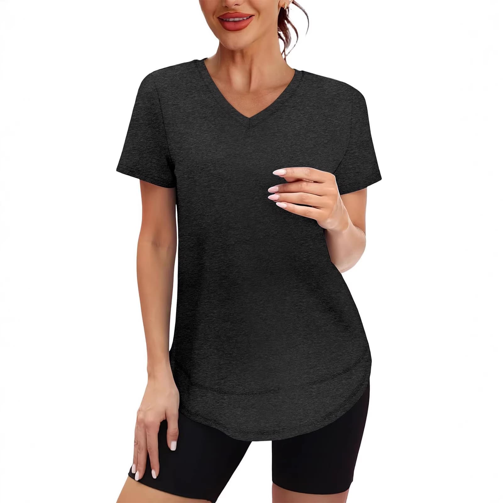 V-neck Sports Quick-dry Solid-color Short-sleeve T-shirt 5