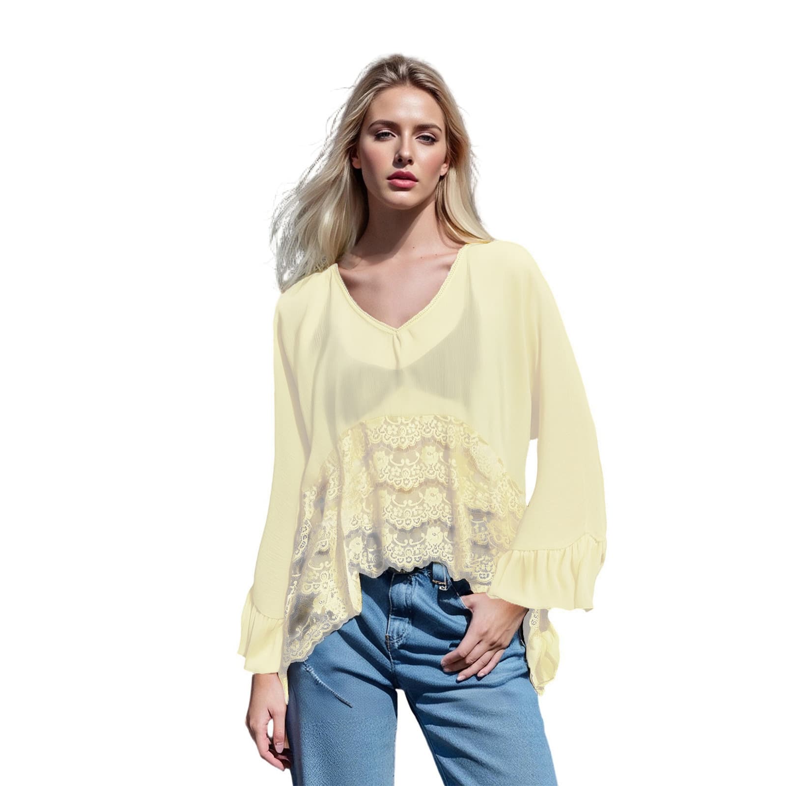Spring Summer Womens Blouse With Batwing Sleeves For The Beach 5