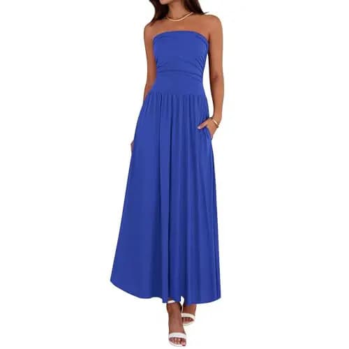 Vintage-tinged Pleated Patchwork Strapless Evening Dress 16