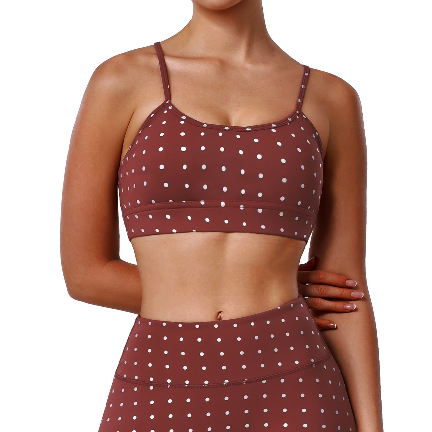 Push-up Shockproof Hot-stamped Silver Polka-dot Yoga Bra 5