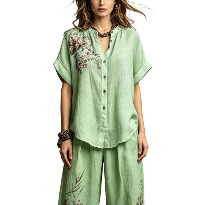 Short-sleeve Top And Wide-leg Pants Casual Two-piece Set 13